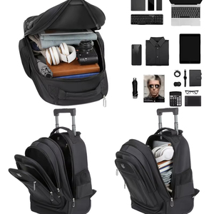 Wholesale Waterproof Oxford Wheeled Trolley BackBags Large Capacity Durable Business notebook laptop backpack - Product Image 3