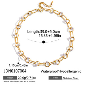 Collana di perle in <span class=keywords><strong>acciaio</strong></span> inossidabile oro per donna Catena chirurgica in <span class=keywords><strong>acciaio</strong></span> 316L con perle bianche distanziate eleganti gioielli quotidiani - Product Image 5