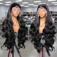 Perruques brutes cambodgiennes de 30 pouces en cheveux humains, Lace Front en gros, 13x6 Body Wave, couleur naturelle, perruque frontale HD pour femmes noires