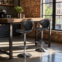 Tabouret de bar moderne pivotant et réglable en hauteur, en cuir PU, avec dossier incurvé, pour îlot de cuisine, café, restaurant