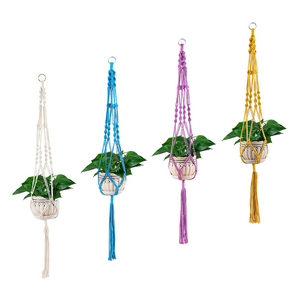 AAA282 Đầy Màu Sắc Dệt <span class=keywords><strong>Rope</strong></span> Pot Chủ <span class=keywords><strong>Planter</strong></span> Treo Lên Thực Vật Hanger Bông Flower Pot Chuỗi Treo Giỏ Với Macrame - Product Image 1