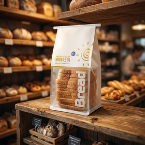 Biodegradable White Kraft Paper Pouch with Zipper Pochette Stand-up Pour <strong>Pain</strong> Et Toast <strong>a</strong> Fond Plat <strong>Sac</strong> Pour <strong>Pain</strong> De Mie - Product Image 2