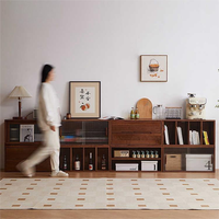 Ensemble de meuble TV et table basse en bois massif de style minimaliste nordique, noyer noir d'Amérique du Nord, armoire de rangement pour salon