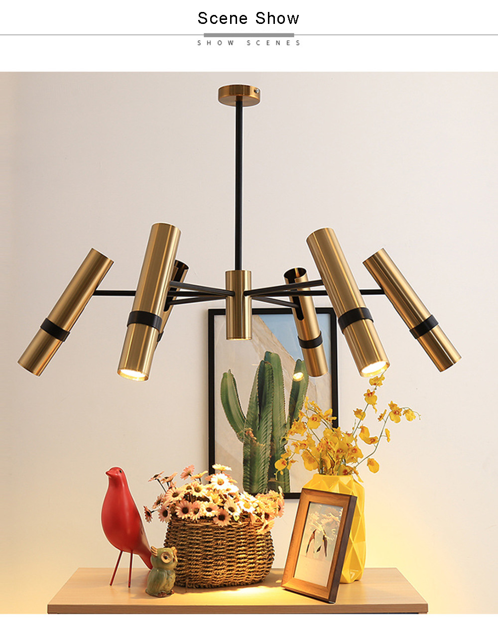 Wholesale Nordic Style Indoor Gold Counter Gold Lustre Spot Light Chandelier Pendant Lamp For Living Room  Hotel Bar