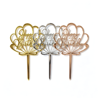 Décoration de gâteau Joyeux Anniversaire en plastique doré effet miroir, motif coquille, argent et or rose, fournitures de fête
