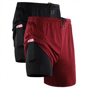 Men's Casual Solid Eco-Friendly 2 in 1 Workout Running Gym Shorts Compression <b>Liner</b> High Waist Lightweight Quick Dry OEM Service - Product Image 1