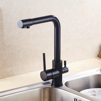 Robinet de cuisine moderne et contemporain en laiton à double poignée, finition polie, eau chaude et froide, filtration d'eau, pour montage sur comptoir -KF04