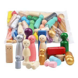 Figurines en bois colorées, ensemble de marionnettes peintes de 50 pièces pour enfants, jeu de simulation - Product Image 1