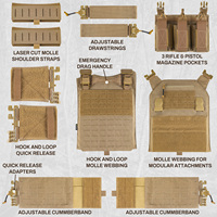 Porte-plaques Molle découpé au laser avec mécanisme de déconnexion rapide amélioré, ceinture latérale réglable, gilet lesté entièrement modulaire