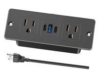 Enchufe de Corriente Oculto Estándar Estadounidense con USB Integrado, Solución que Ahorra Espacio para Oficina, Hogar y Cocina