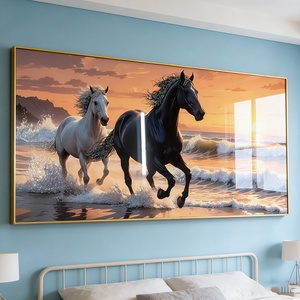 Venta de Fábrica: Cuadro de Porcelana de Lujo con Marco de Caballo, Arte Mural LED Grande de Animales para Sala de Estar, Oficina, Hotel - Product Image 4