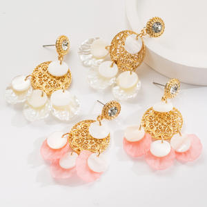 أقراط طويلة جديدة من الراتنج الهندسي للنساء قلادة صدفة شبكية للأحلام أقراط عالية الجودة - Product Image 4