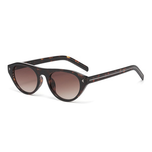 Gafas de Sol Personalizadas con Logotipo, Diseño Vintage 2026, Estampado de Leopardo, Montura Pequeña, Media Montura, Ovaladas, Estilo Ojo de Gato, UV400, con Remaches, para Hombre y Mujer - Product Image 5