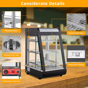 Vitrine d'exposition commerciale à prix compétitif avec éclairage LED, conception à chaleur uniforme et trois niveaux, idéale pour cuisines professionnelles et hôtels - Product Image 4