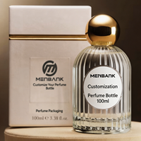 Flacons de parfum en verre de 100 ml à base épaisse et col serti avec étiquette ronde, flacon de parfum de luxe de 50 ml avec bouchon à bille