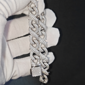 Collar de Cadena Cubana con Eslabones Infinitos y Espigas de Plata 925, Estilo Hip Hop, con Diamantes de Imitación de 10 mm, Directo de Fábrica, Probador de Diamantes Incluido - Product Image 5