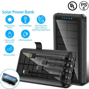 Power Bank <span class=keywords><strong>solaire</strong></span>, 20000mAh, <span class=keywords><strong>batterie</strong></span> <span class=keywords><strong>externe</strong></span> Portable, charge rapide, avec câble de chargement, pour <span class=keywords><strong>Iphone</strong></span>/Xiaomi - Product Image 2