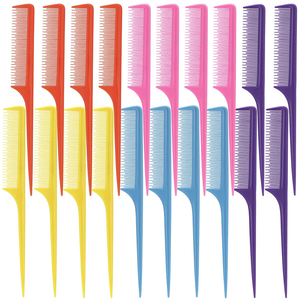 Peigne de coiffure antistatique multicolore pour styliste, avec logo personnalisé, en ABS, peigne démêlant à queue de rat, peigne à queue de cheval - Product Image 1