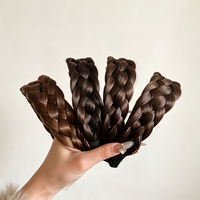 Serre-tête tressé à 5 brins en forme d'arête de poisson fait main pour femme, large et épais, accessoire capillaire d'été pour volume au dessus de la tête
