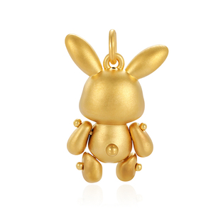 Emballage personnalisable pendentif logo nouveau design membres mobiles collier en forme de lapin accessoires pendentif en or massif 24K - Product Image 2