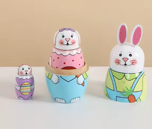Conejito de Pascua Clasificación y apilamiento Juguetes Matroshka de madera Muñecas anidadas Festival Presente - Product Image 5