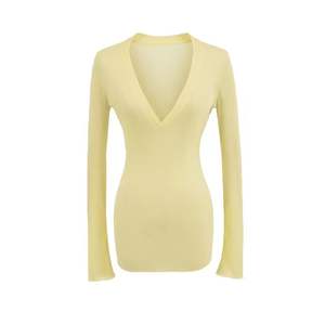 เสื้อคอวีลึกแขนยาวของผู้หญิงเสื้อโพลีเอสเตอร์100% นิ่มไม่ยับง่าย - Product Image 5