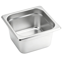 RVS 1/6 GN Pan 100mm diep Gastronorm bakje 4 inch diep 0,7mm dikte saus-/kruidenbak voor pizza-voorbereidingsblad