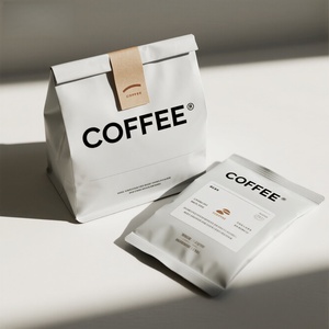 Bolsas de granos de café Barrie de humedad compuesta con válvula, corbata de estaño, cremallera, fuelle lateral, cierre de cremallera, bolsa de café frustrada de fondo plano - Product Image 4