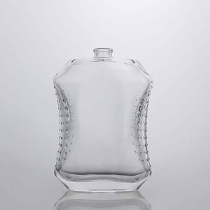 Bouteille à spiritueux en verre de forme irrégulière, la plus vendue, avec base épaisse, double tour de taille et design en relief, bouchon en liège, fabrication OEM - Product Image 2