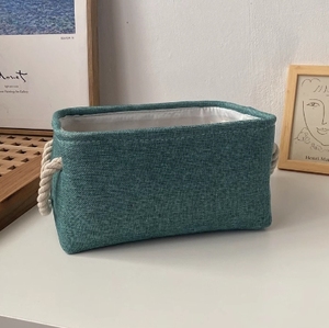 Cube de rangement pliable en tissu durable, panier de rangement carré avec poignée en corde de coton pour les jouets - Product Image 2