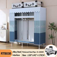 Armoire en tissu imperméable au design simple, avec structure en tubes d'acier, armoire autoportante, armoire portable pour le rangement des vêtements dans la chambre