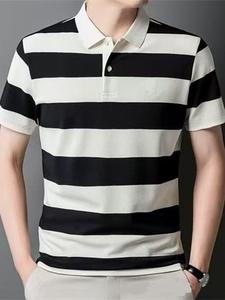 Camisa de Verano de Alta Calidad para Hombre, Manga Corta, Estilo <span class=keywords><strong>Vintage</strong></span>, Antiarrugas, Tejido de Punto, Solapa Bordada, Spandex/Algodón 180g - Product Image 3