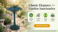 Bain d'oiseaux sur piédestal Verdigris KD Design pour petite boîte en résine résistante aux intempéries, compatible fontaine solaire, décoration de jardin