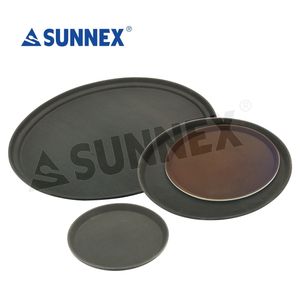 Pour Sunnex gros rond anti-dérapant plateau de service bon prix fibre de verre marron petit plateau antidérapant - Product Image 2