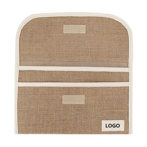 Pochette con Cerniera e Logo Personalizzato di Fabbrica, Organizer in Tessuto Naturale di Juta e Canapa per Trucchi, Skincare e da Viaggio - Product Image 4