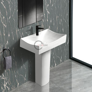 Precio al por mayor: Lavabo de cerámica blanco, lavabo de columna mini para apartamentos pequeños - Product Image 6