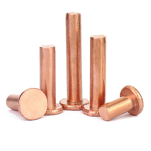 Remache de cobre de cabeza plana de 2/2.5/3/4/5/6/8 mm de grosor, remache de cobre sólido para prensa manual, remache de fijación para cuero. - Product Image 1