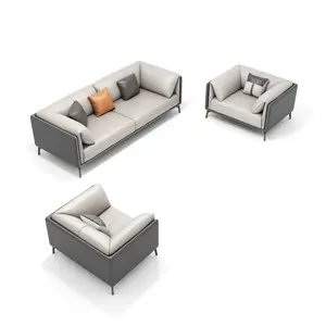 Office Sofa Simple Modern Sectional Sofa Luxury Home or Office Genuine Leather 2 Seater Waiting Lounge sofa Set Office Furniture