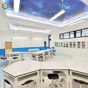 Chemical Laboratory Table School Science Lab Hexagonal Table Chemical Resistant Work Bench