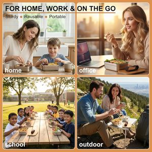 Microwave Safe <b>Bento</b> <b>Box</b> Children <b>Lunch</b> <b>Box</b> Bamboo Lid Stainless Steel <b>Lunch</b> <b>Box</b> <b>for</b> <b>Adults</b> School Camping - Product Image 5