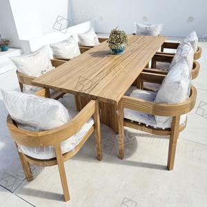 Mobilier de salle à manger d'extérieur Ensemble de <span class=keywords><strong>8</strong></span> chaises de table rectangulaire de luxe moderne en bois de teck massif - Product Image 6