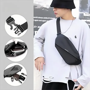 กระเป๋าคาดอกผู้ชายแฟชั่นกันน้ำสำหรับเดินทาง  รับทำโลโก้ตามสั่ง - Product Image 5