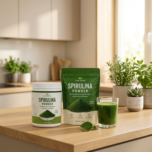 Poudre de spiruline naturelle premium 1 kg, végétalienne, superaliment d'algues vertes, complément alimentaire à base de plantes, formule riche en nutriments, sans gluten - Product Image 1