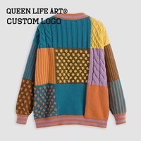 Pull pour femme Verdant Strokes, style preppy, en laine/viscose, avec manches lanternes, boutons sur le devant, broderie de Noël - Bonne qualité