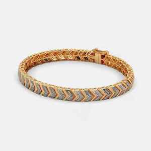 Moissanite Chevron Design Bracelet Yellow Gold Plated 925 Sterling Silver Trendy Chain Link Jewelry Gift for Women and <b>Men</b> - Product Image 1