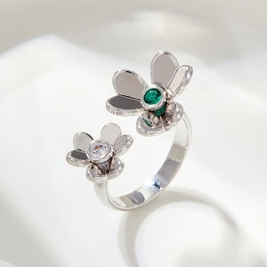 Flower Open <b>Ring</b> <b>Adjustable</b> Index Finger <b>Ring</b> Prong Setting Gift Jewelry - Product Image 4