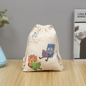 Wholesale Custom Organic Natural Printed Cotton Canvas <b>Drawstring</b> <b>Bag</b> Canvas Cotton Pouch <b>Drawstring</b> <b>Bags</b> - Product Image 2