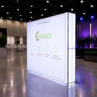 Support de toile de fond portable en tissu tendu de 8 pieds, design personnalisé, avec boîte à lumière LED intégrée, pour stand d'exposition et photomaton