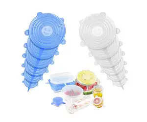 Couvercles de bol réutilisables en Silicone, 6 pièces, extensibles, flexibles, extensibles, pour la nourriture