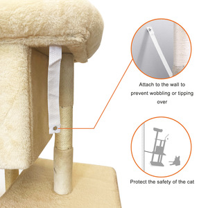 Fabricant Vente de Gros Sisal Court Peluche Stable Gris Beige Chat Grattoir Arbre Maison - Product Image 5